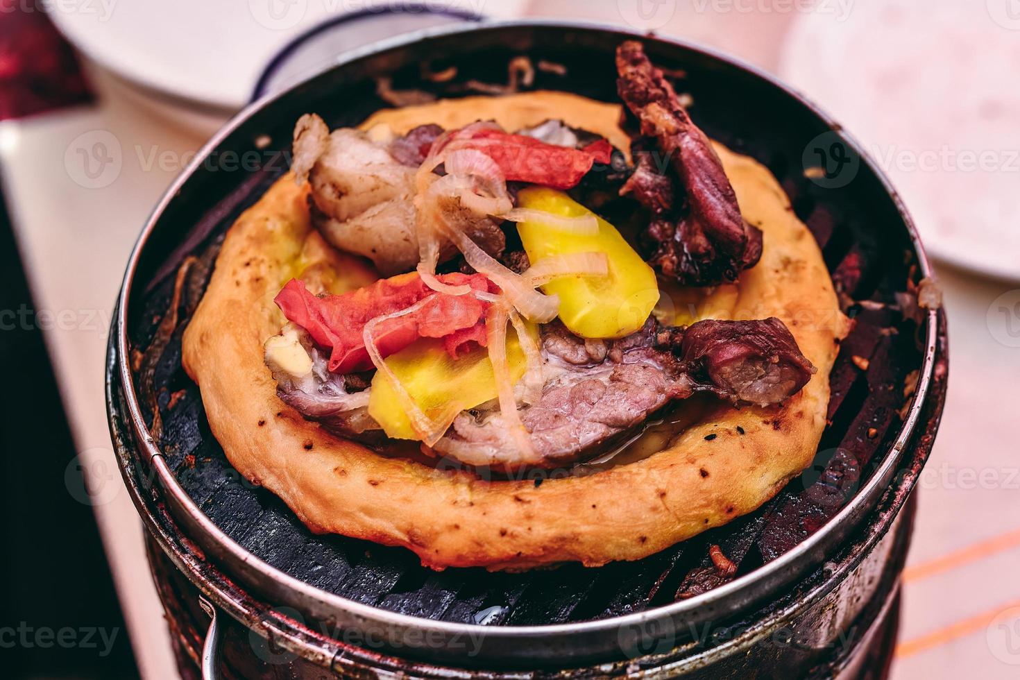 The roasted naan, hand pilaf and yogurt are common delicacies in Xinjiang photo