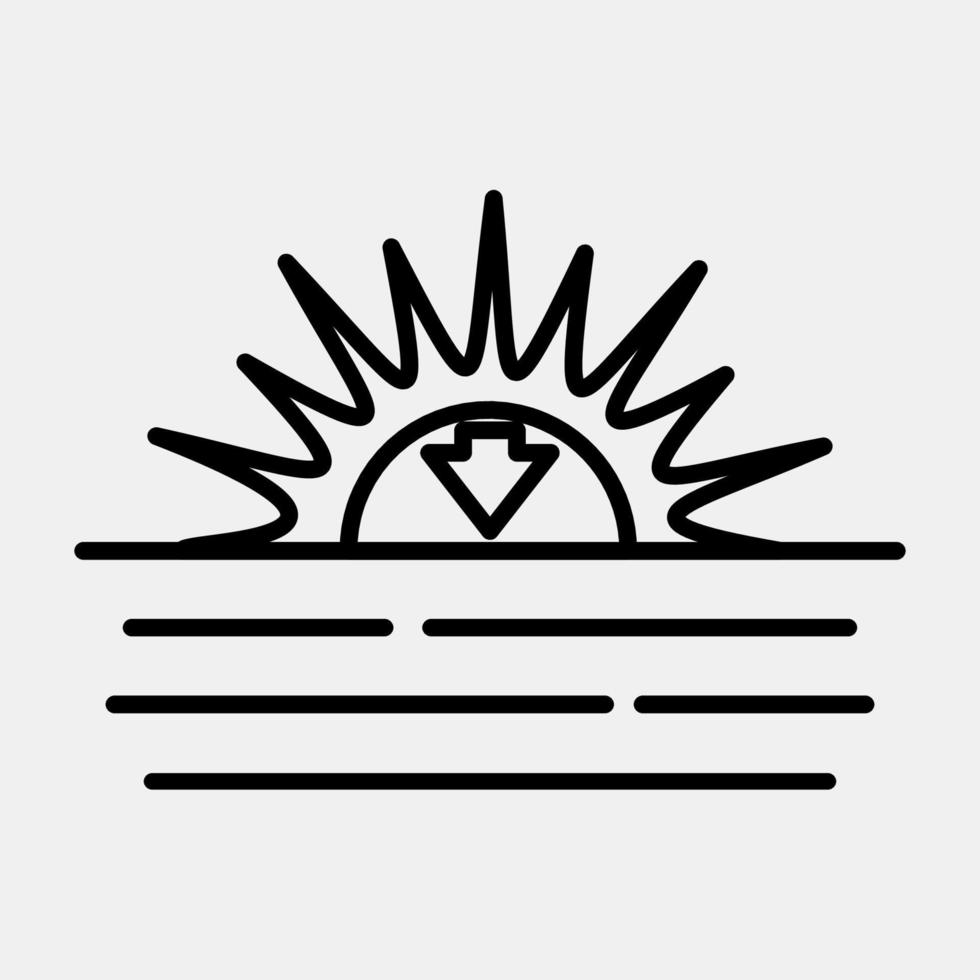 icono puesta de sol. clima elementos símbolo. íconos en línea estilo. bueno para huellas dactilares, web, teléfono inteligente aplicación, carteles, infografía, logo, firmar, etc. vector