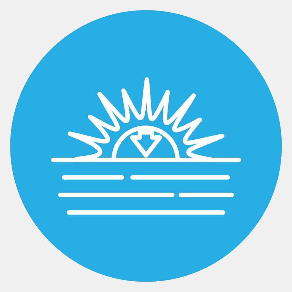 Icon sunset. Weather elements symbol. Icons in blue round style. Good for prints, web, smartphone app, posters, infographics, logo, sign, etc. vector