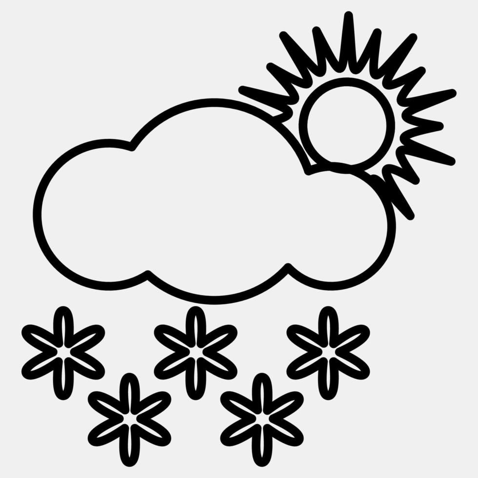 Icon snowing with sun. Weather elements symbol. Icons in line style. Good for prints, web, smartphone app, posters, infographics, logo, sign, etc. vector