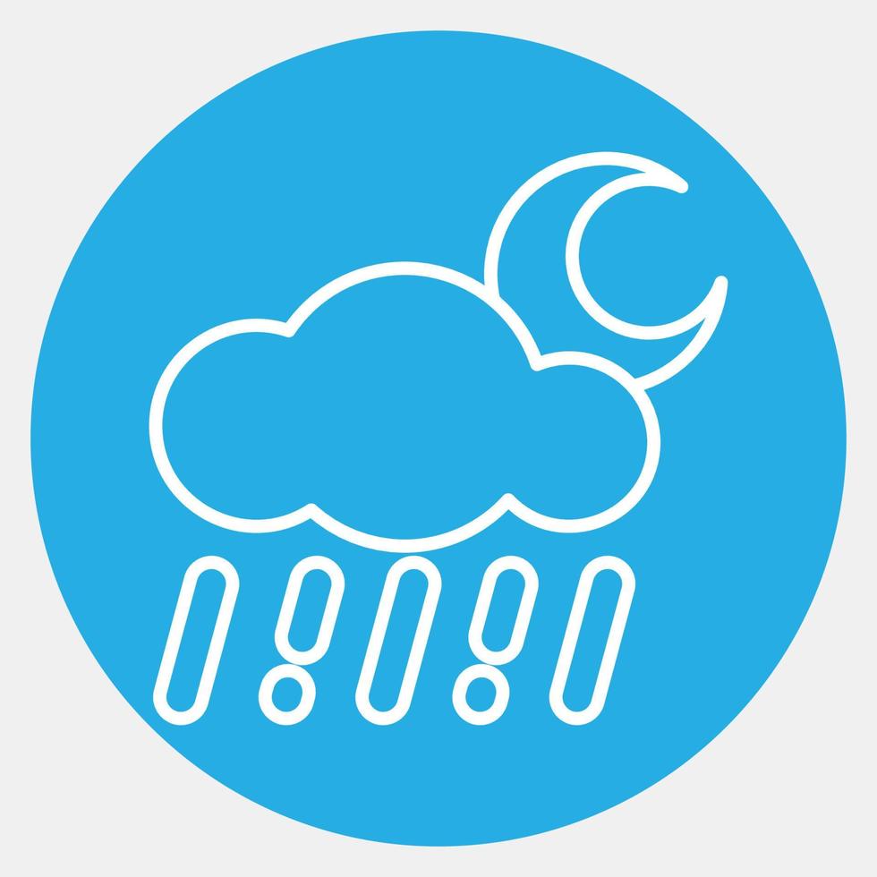 Icon rainy night. Weather elements symbol. Icons in blue round style. Good for prints, web, smartphone app, posters, infographics, logo, sign, etc. vector