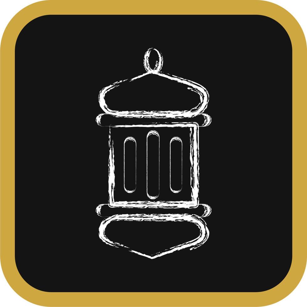 Icon islamic lantern. Islamic elements of Ramadhan, Eid Al Fitr, Eid Al Adha. Icons in chalk style. Good for prints, posters, logo, decoration, greeting card, etc. vector