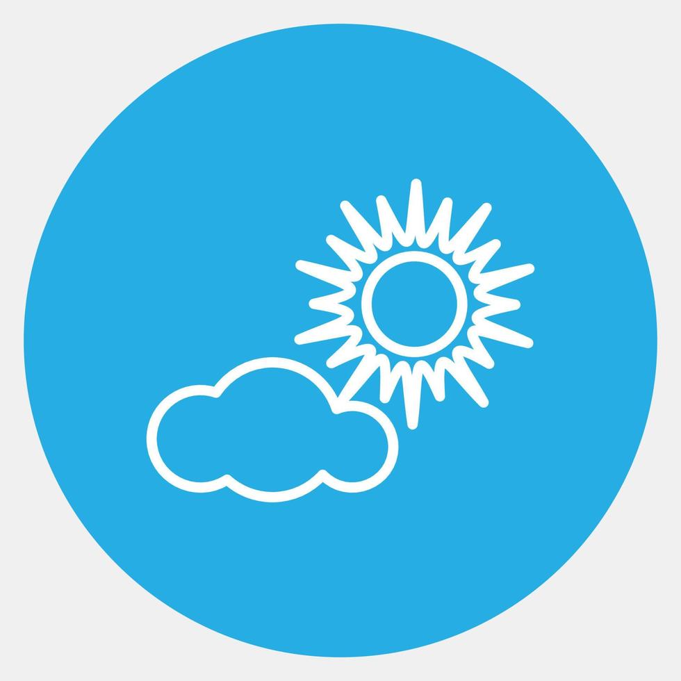 icono parcialmente soleado. clima elementos símbolo. íconos en azul redondo estilo. bueno para huellas dactilares, web, teléfono inteligente aplicación, carteles, infografía, logo, firmar, etc. vector