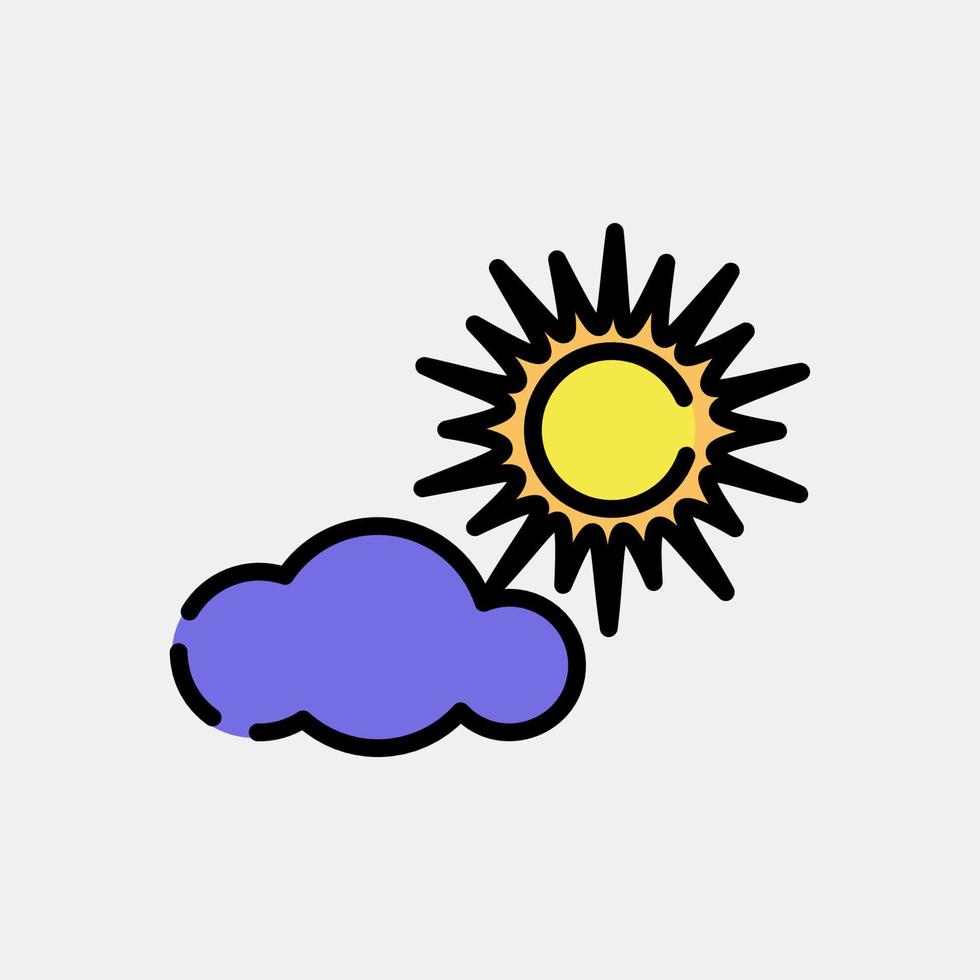 Icon partly sunny. Weather elements symbol. Icons in filled line style. Good for prints, web, smartphone app, posters, infographics, logo, sign, etc. vector