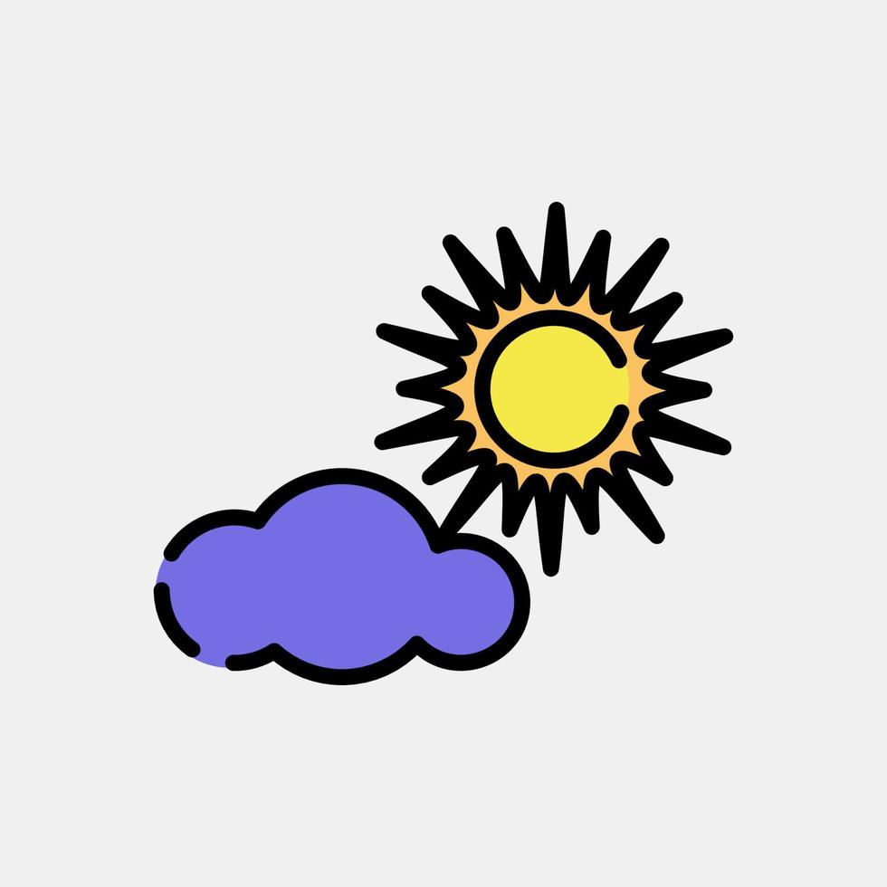 icono parcialmente soleado. clima elementos símbolo. íconos en lleno línea estilo. bueno para huellas dactilares, web, teléfono inteligente aplicación, carteles, infografía, logo, firmar, etc. vector