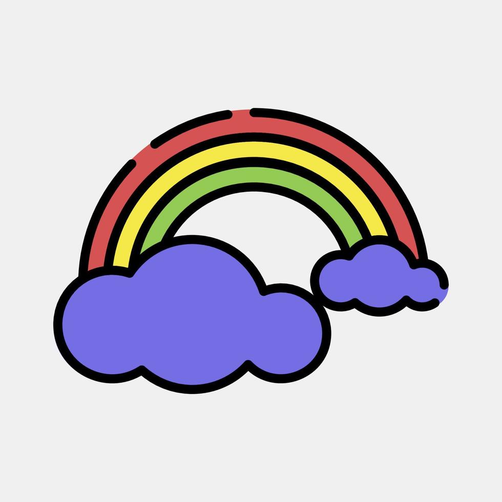 Icon rainbow. Weather elements symbol. Icons in filled line style. Good for prints, web, smartphone app, posters, infographics, logo, sign, etc. vector