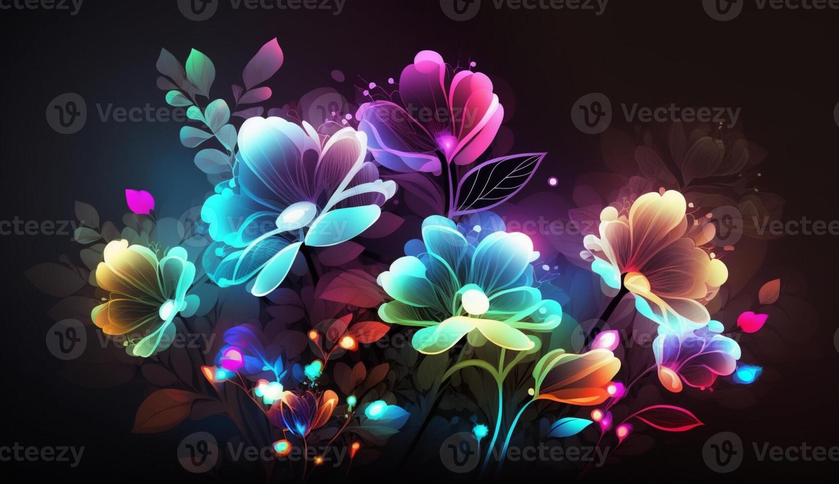 Neon Bloom. A Colorful Floral Symphony. Colorful neon flowers