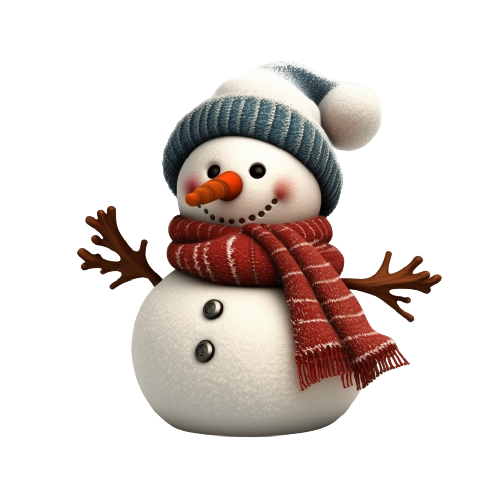 linda pequeño monigote de nieve con sombrero png