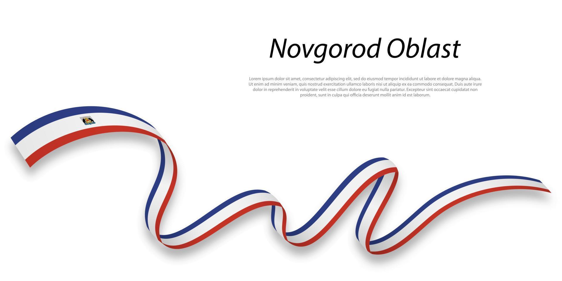 Waving ribbon or stripe with flag of Novgorod Oblast vector