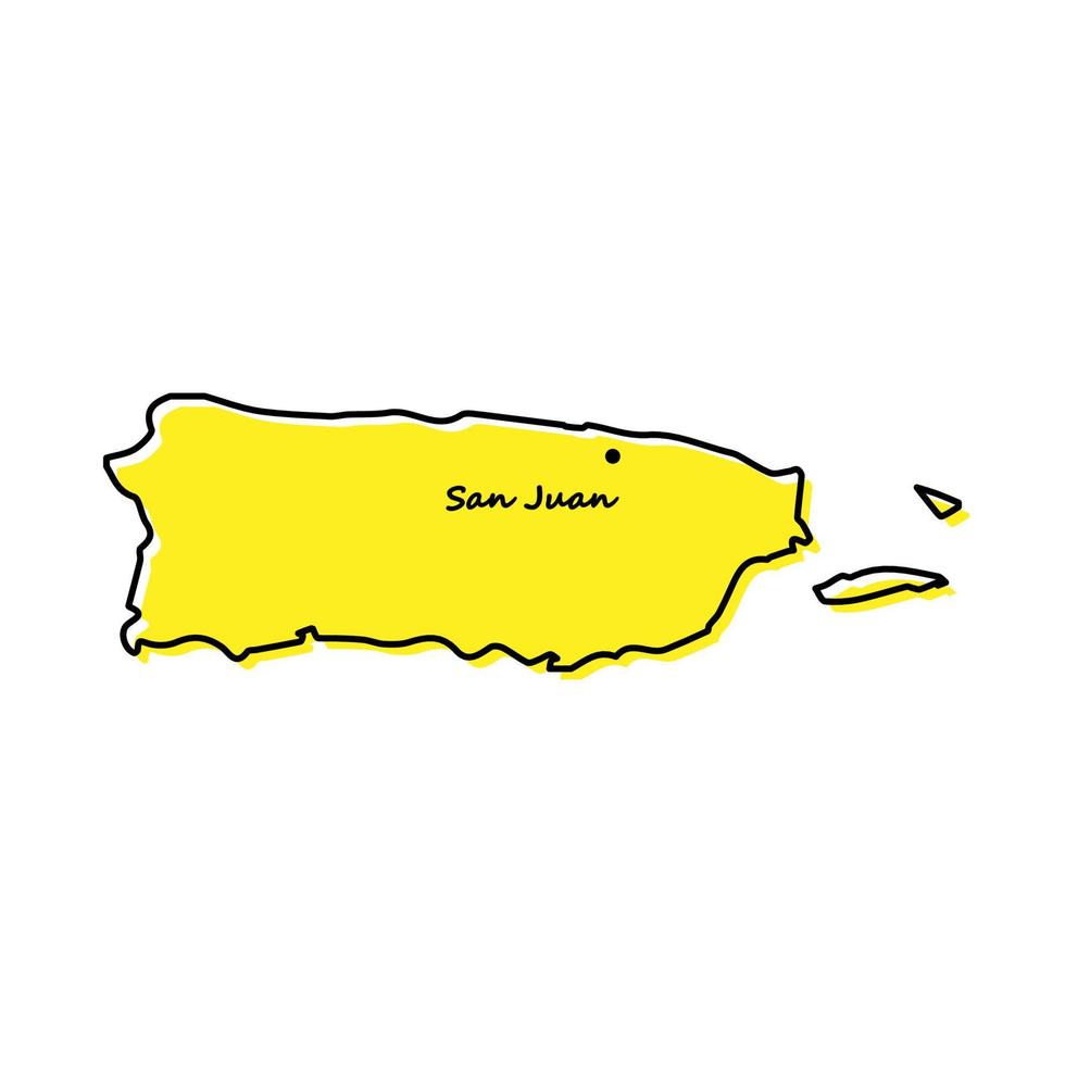 Simple outline map of Puerto Rico with capital location vector