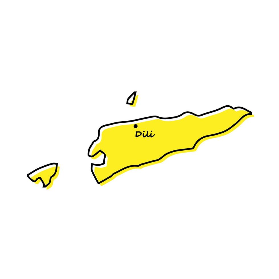 Simple outline map of East Timor with capital location vector