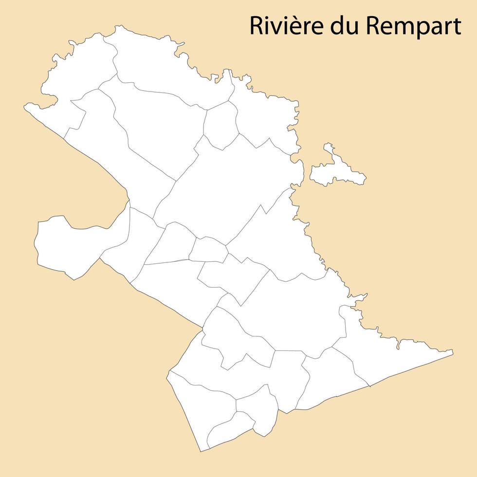 High Quality map of Riviere du Rempart is a region of Mauritius vector