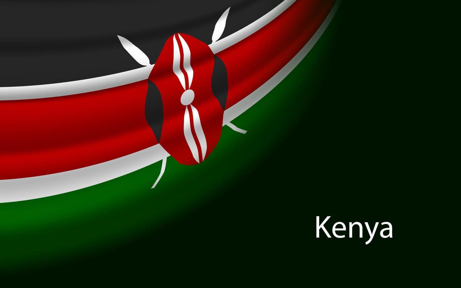 Wave flag of Kenya on dark background. vector