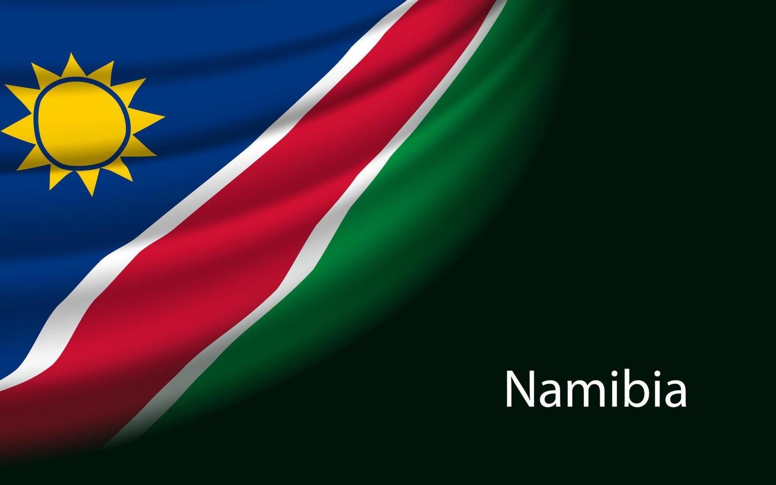 Wave flag of Namibia on dark background. vector