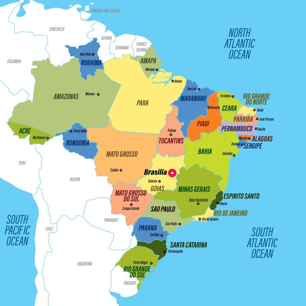 Detailed Map of Brazil vector