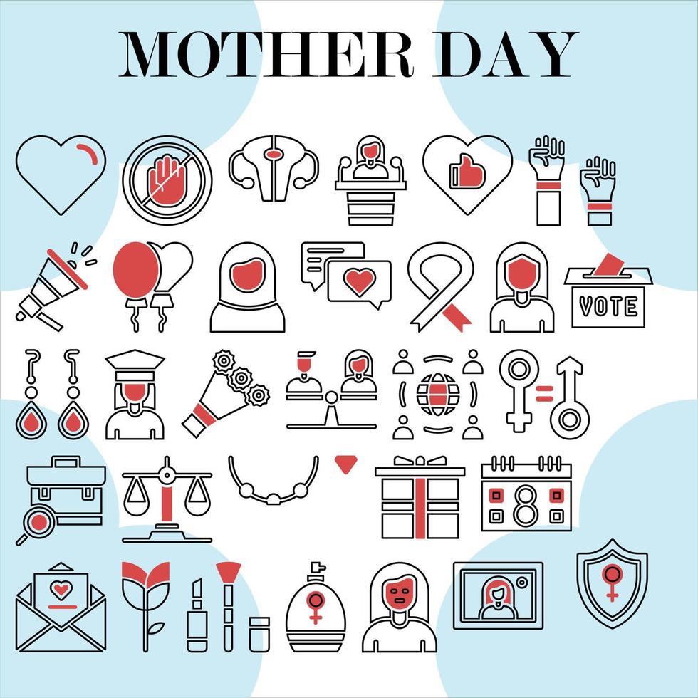 MOTHER DAY ICON LINE FILLED PACK FOR DOWNLOAD vector
