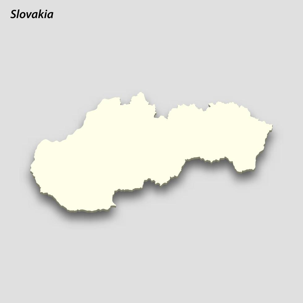 3d isométrica mapa de Eslovaquia aislado con sombra vector