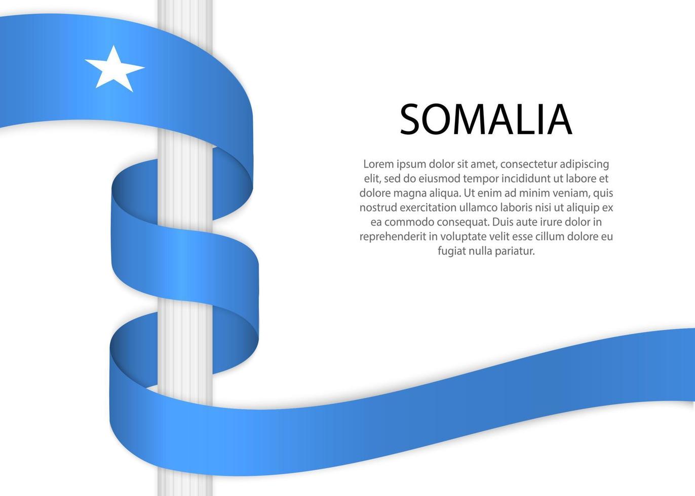 Waving ribbon on pole with flag of Somalia. Template for indepen vector