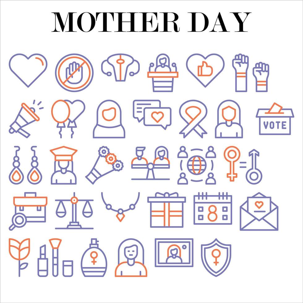 MOTHER DAY ICON LINE FILLED PACK FOR DOWNLOAD vector