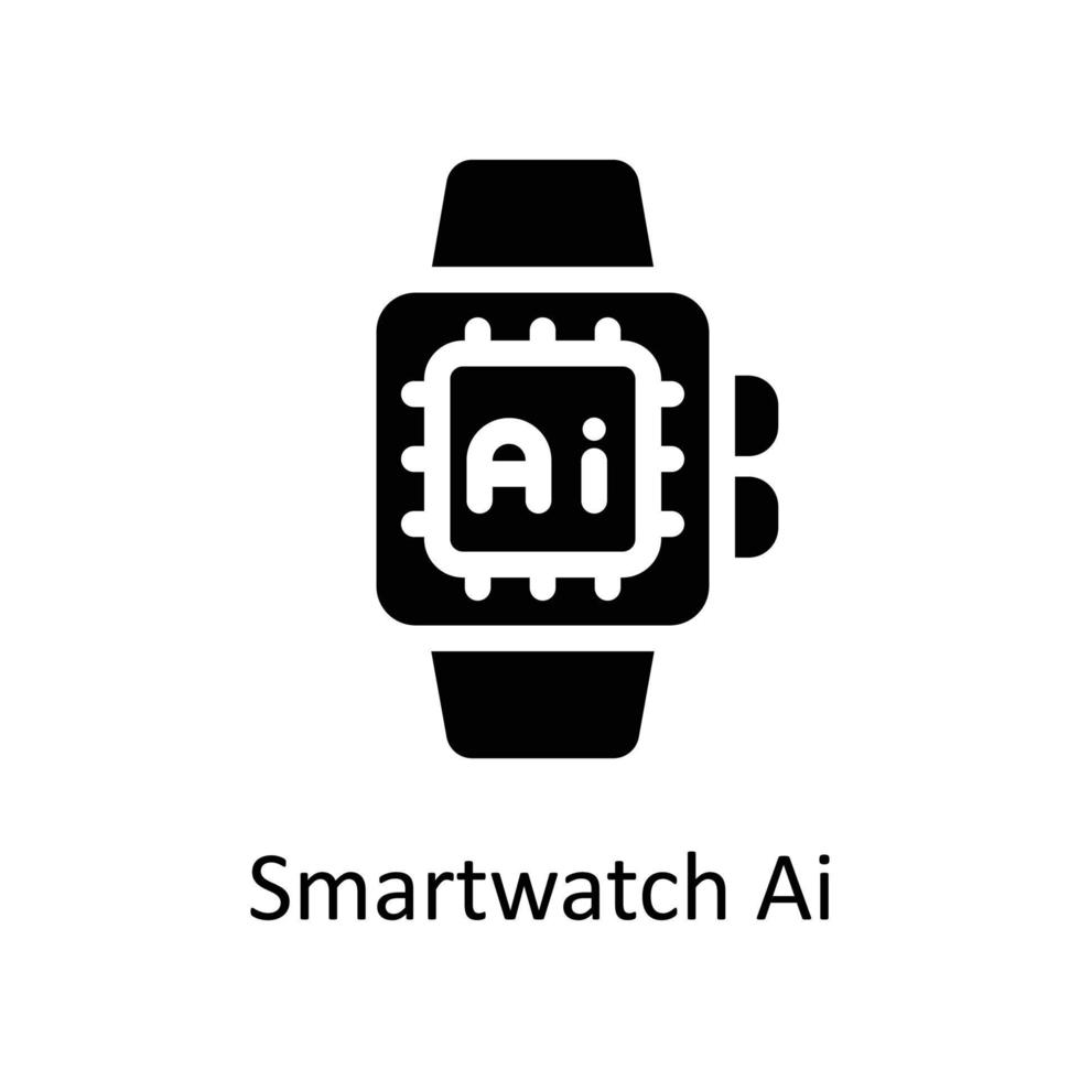 Smart watch Ai Vector   Solid Icons. Simple stock illustration stock