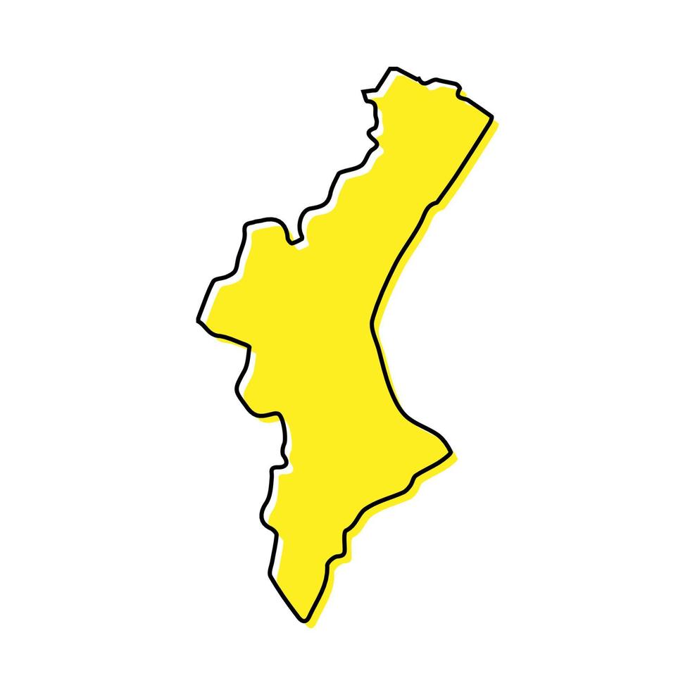 sencillo contorno mapa de valenciano comunidad es un región de España vector