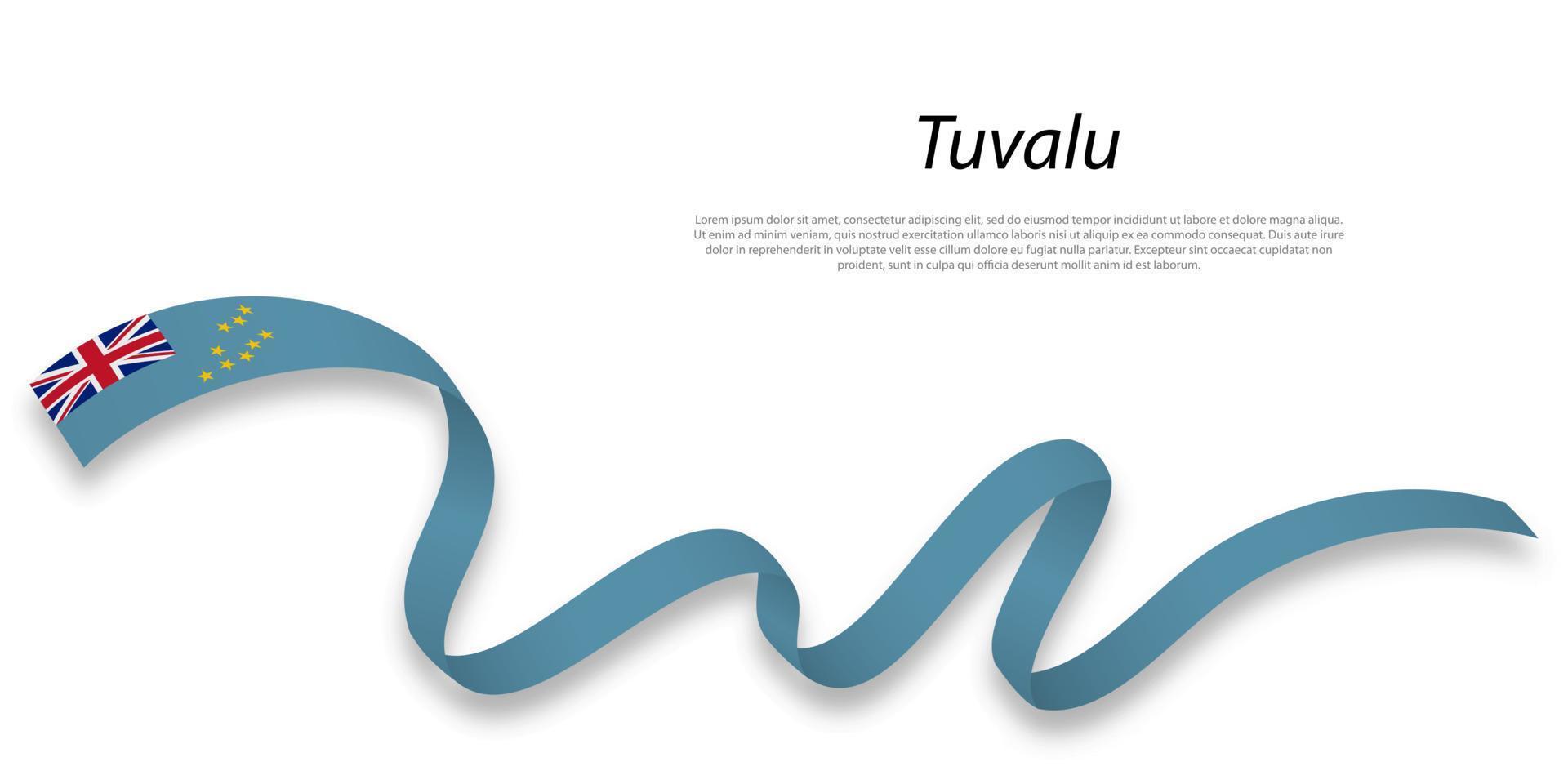 ondulación cinta o bandera con bandera de tuvalu . vector