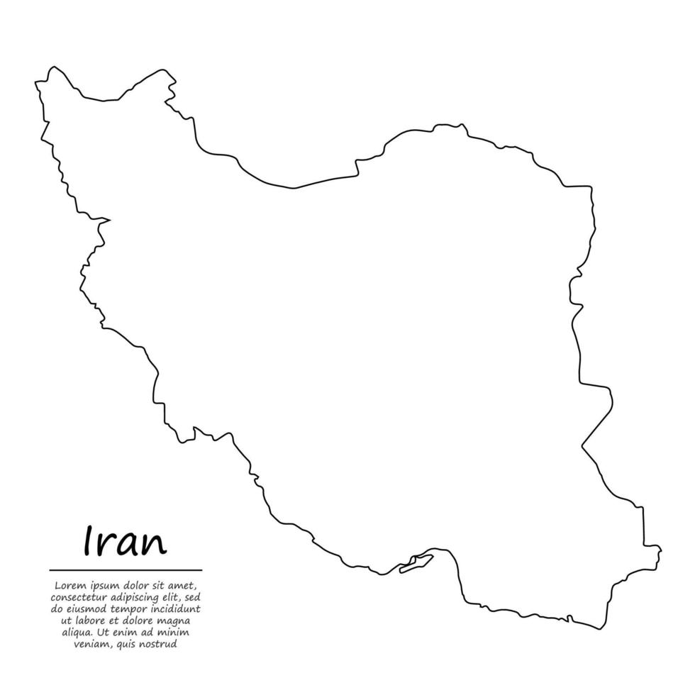 Simple outline map of Iran, in sketch line style vector