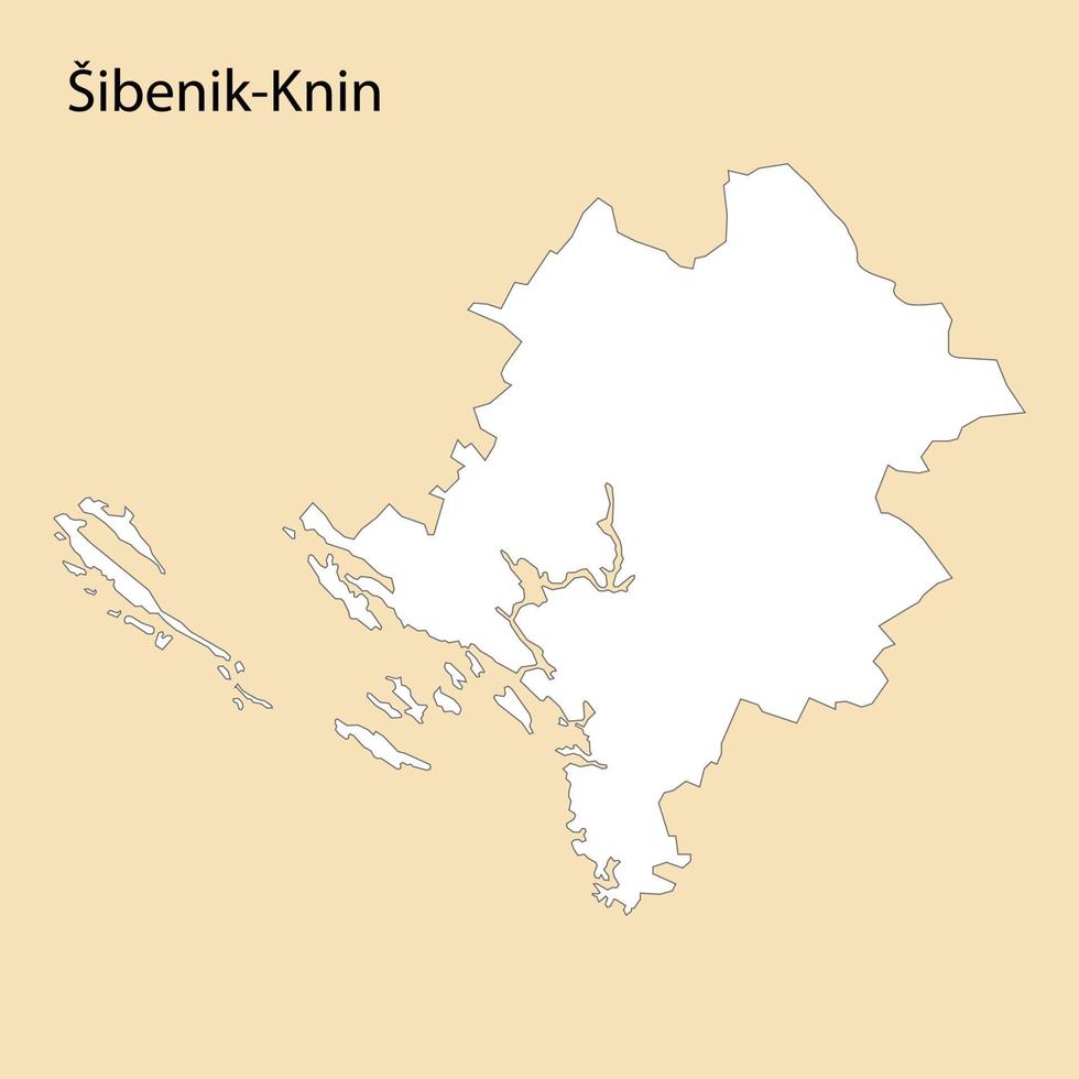 High Quality map of Sibenik-Knin is a region of Croatia vector