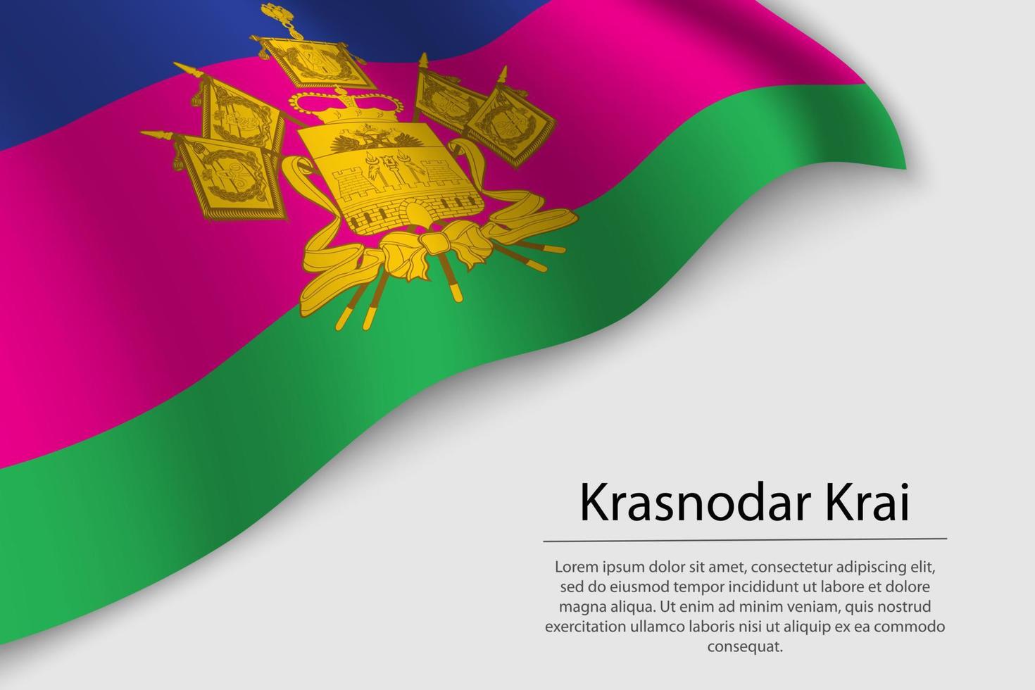 Wave flag of Krasnodar Krai is a region of Russia vector