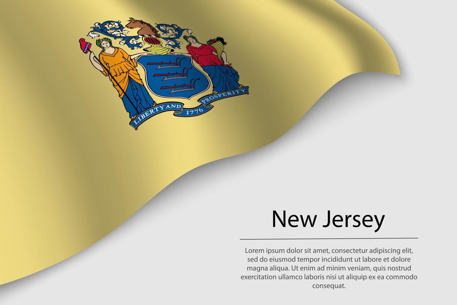Wave flag of New Jersey is a state of United States. vector