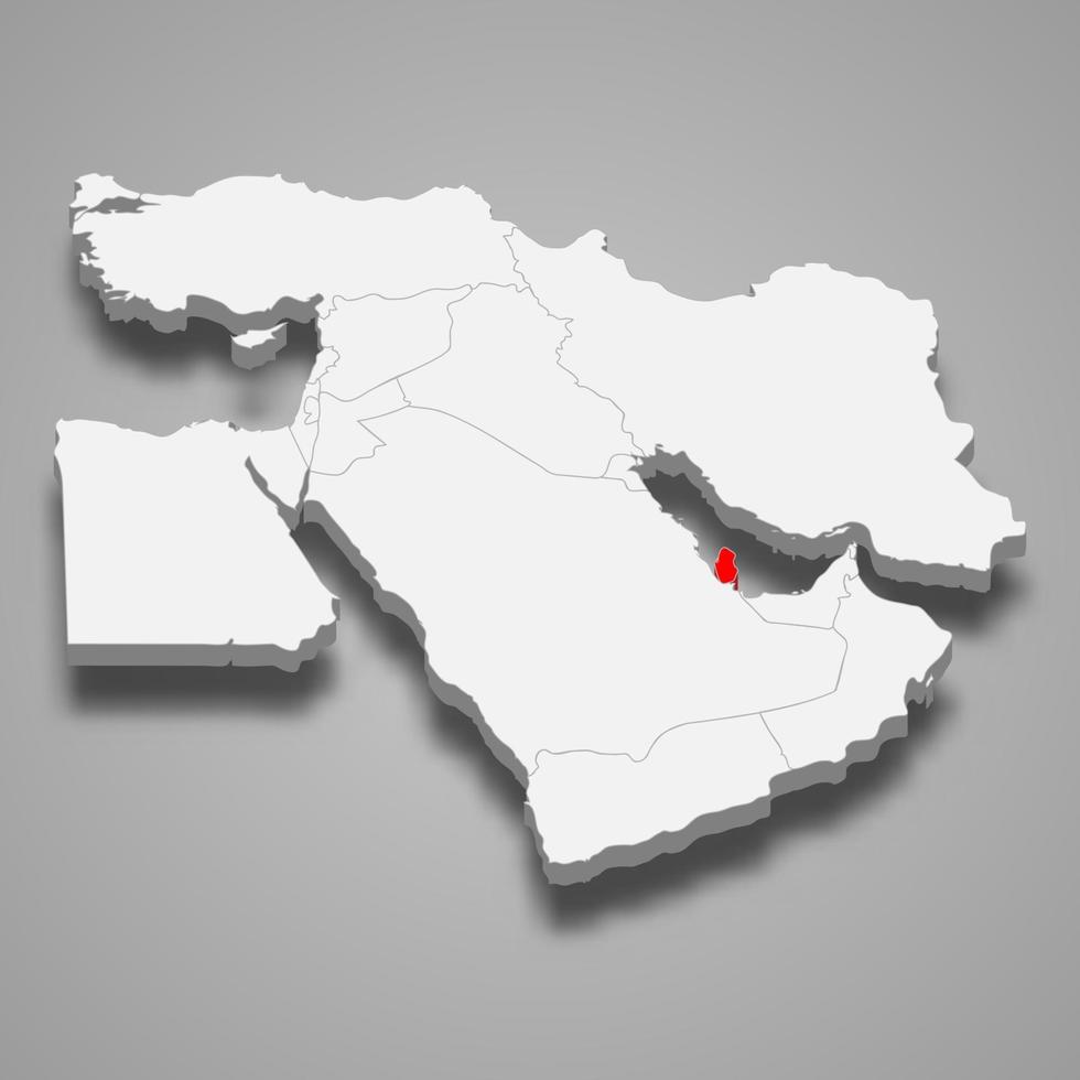 Katar país ubicación dentro medio este 3d mapa vector