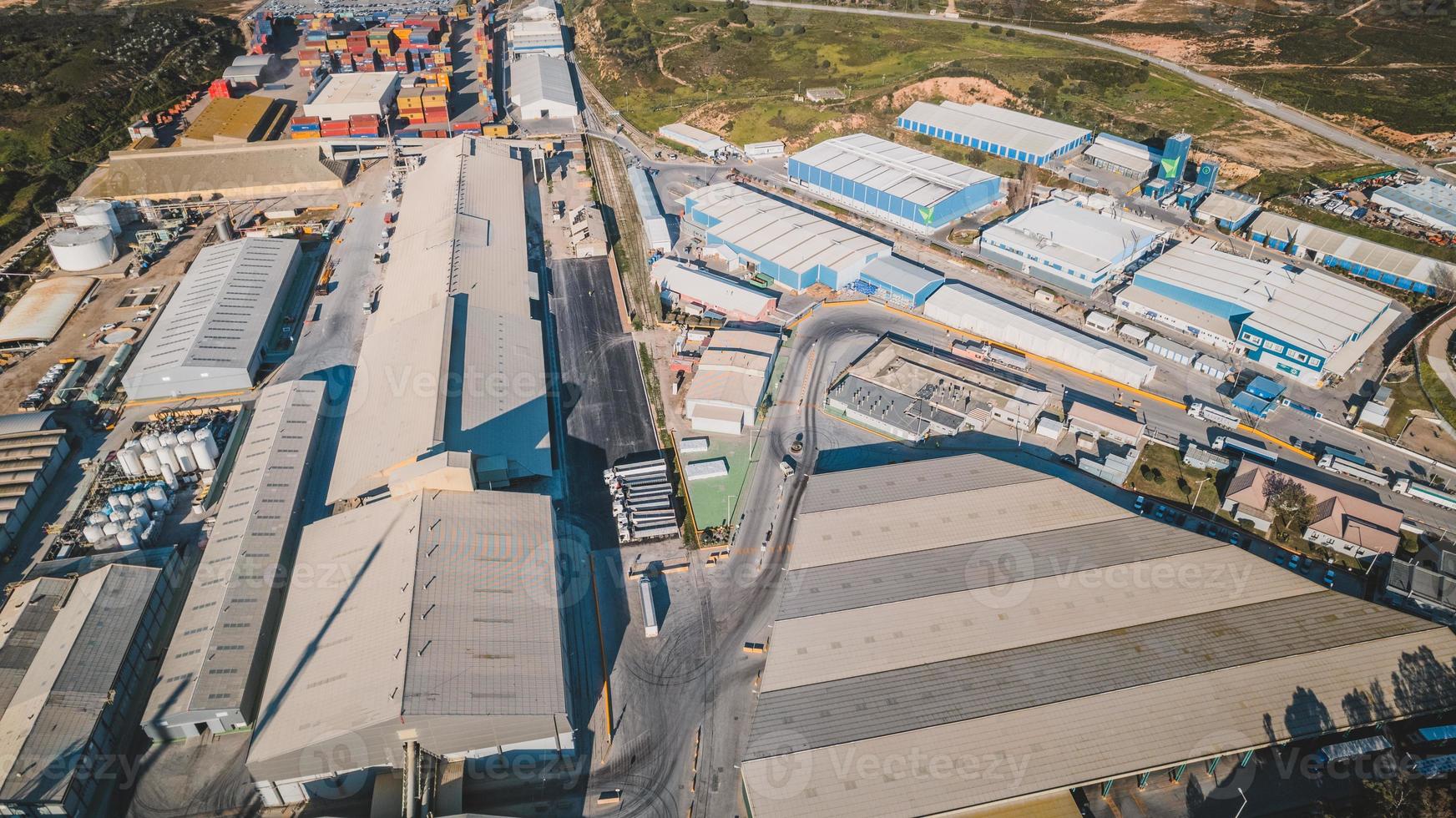 Aerial view of industrial area photo