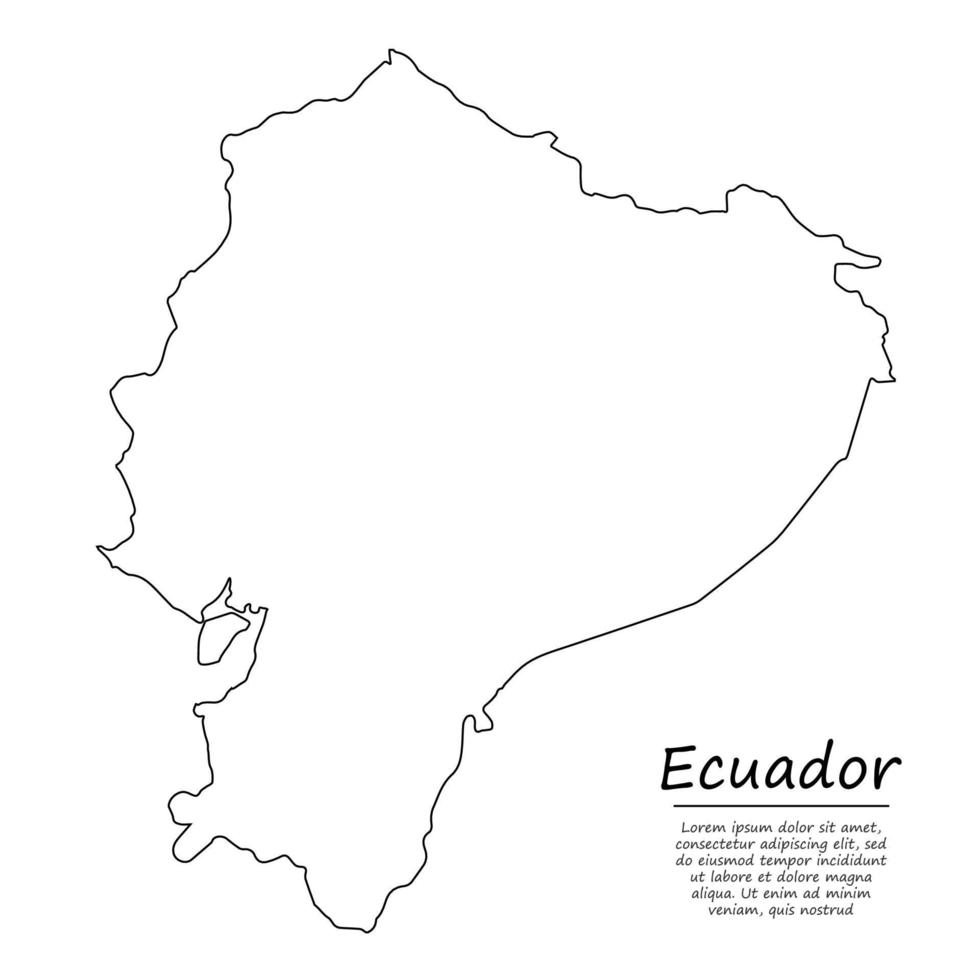 sencillo contorno mapa de Ecuador, en bosquejo línea estilo vector