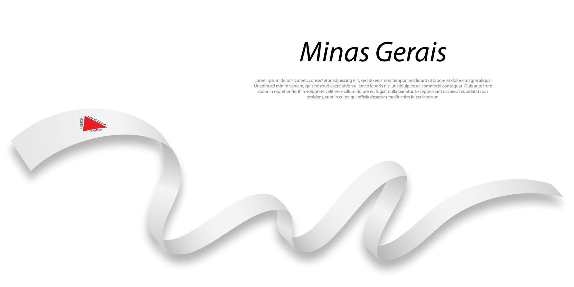 Waving ribbon or stripe with flag of Minas Gerais vector