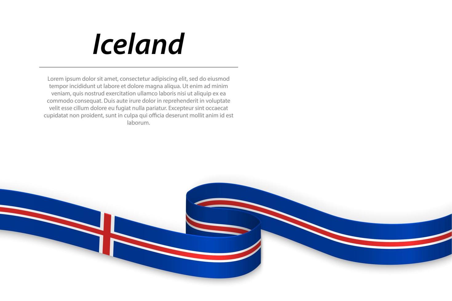 ondulación cinta o bandera con bandera de Islandia. modelo para independencia día vector