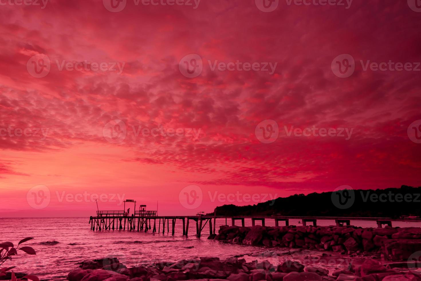 Seascape view sunset to the sea and cloudy sky for travel in holiday relax time as summer photo