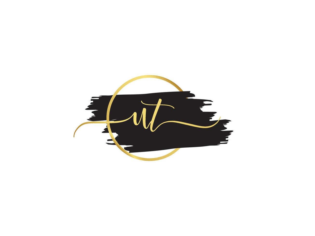 Initial Ut Signature Letter, Signature UT Luxury Brush Logo Icon Design vector