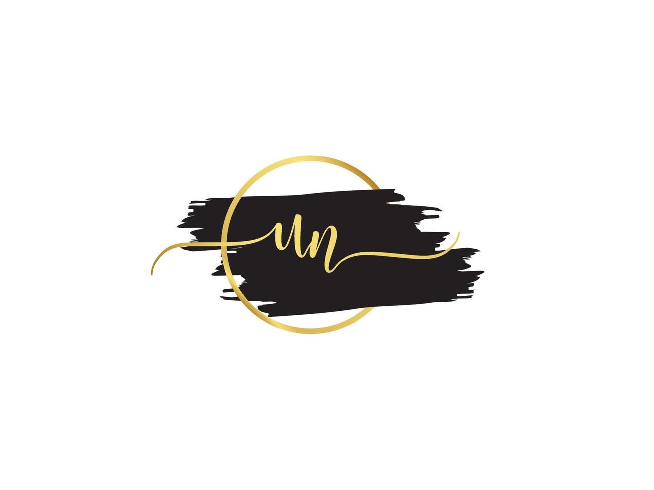 Initial Un Signature Letter, Signature UN Luxury Brush Logo Icon Design vector