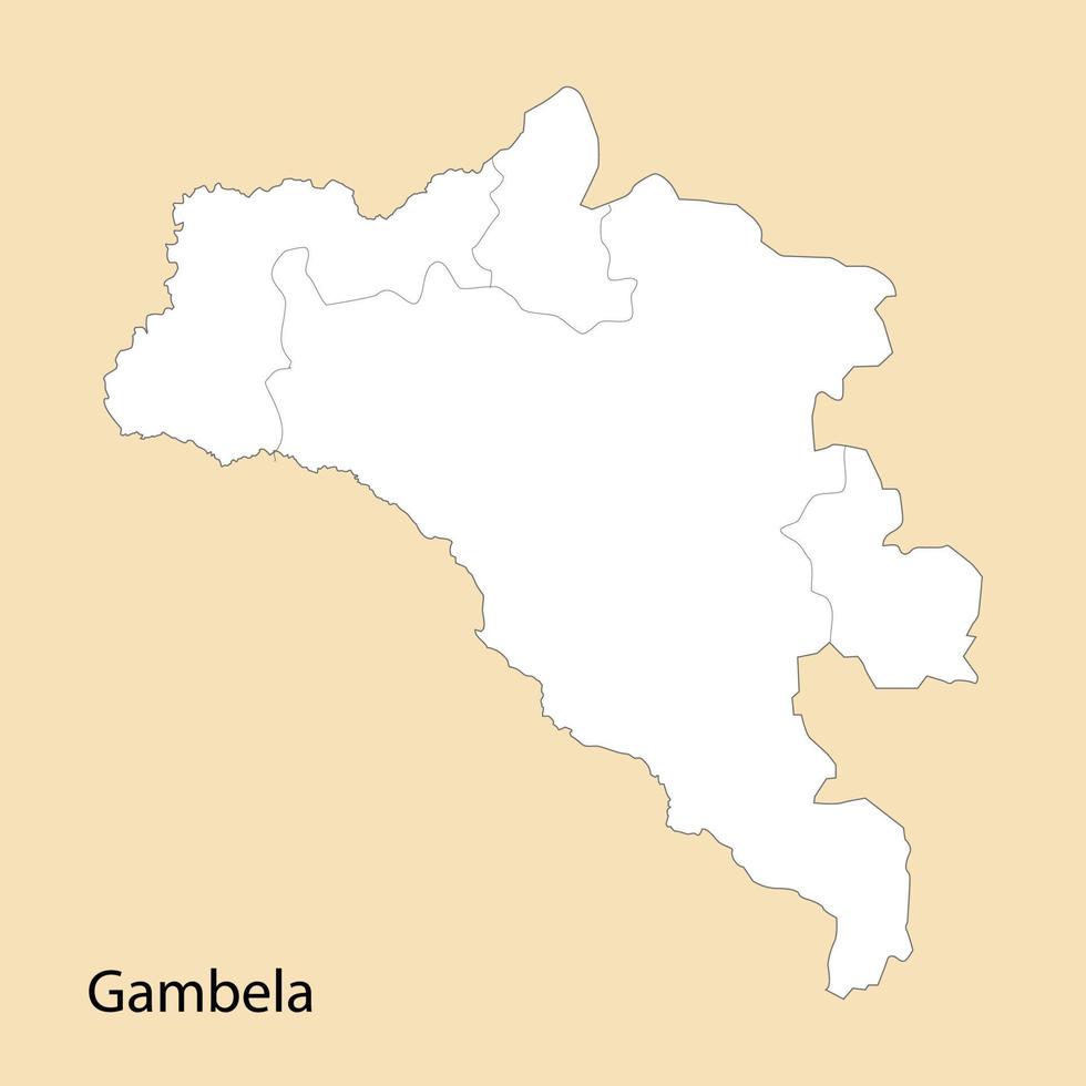 alto calidad mapa de gambela es un región de Etiopía vector
