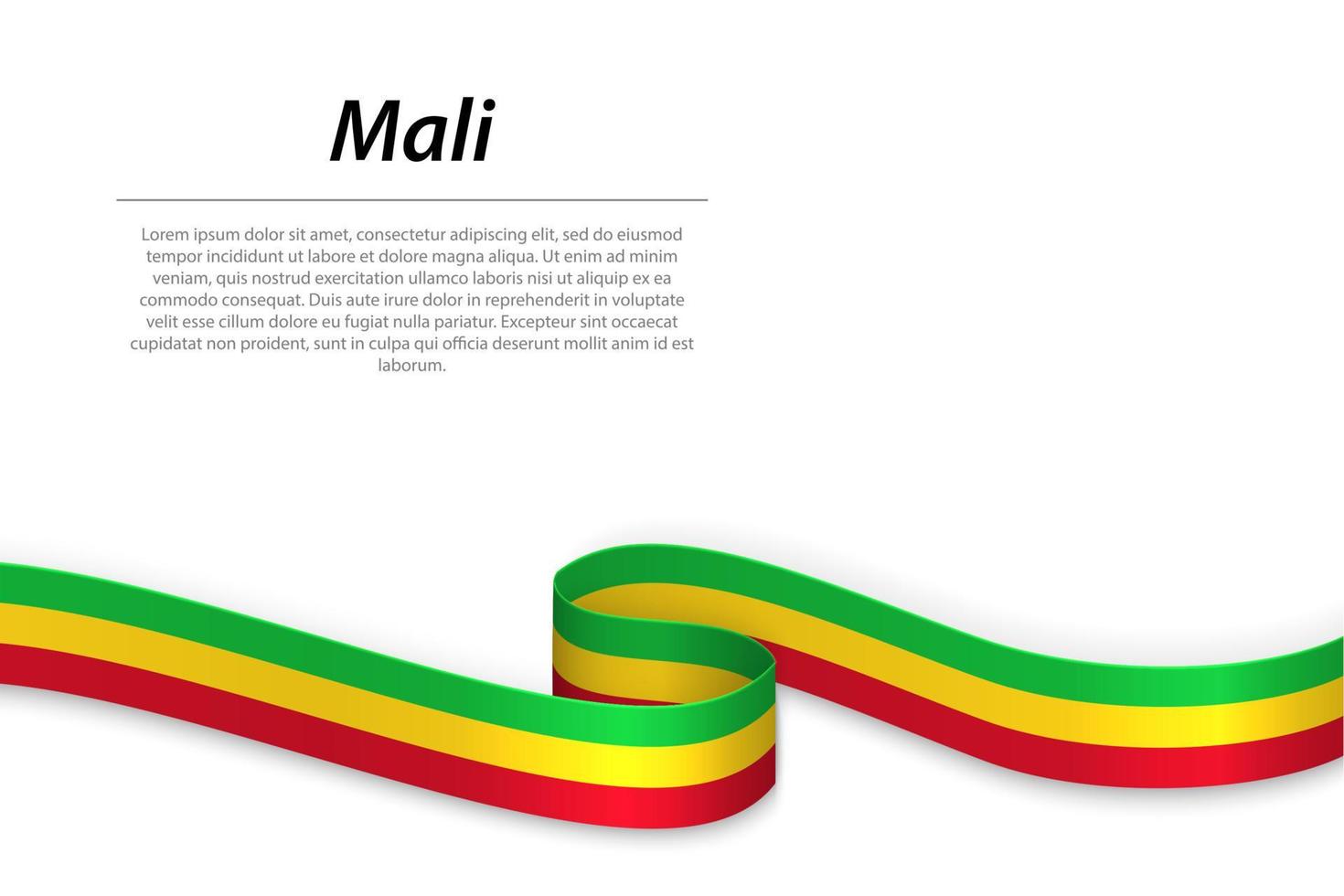 Waving ribbon or banner with flag of Mali vector