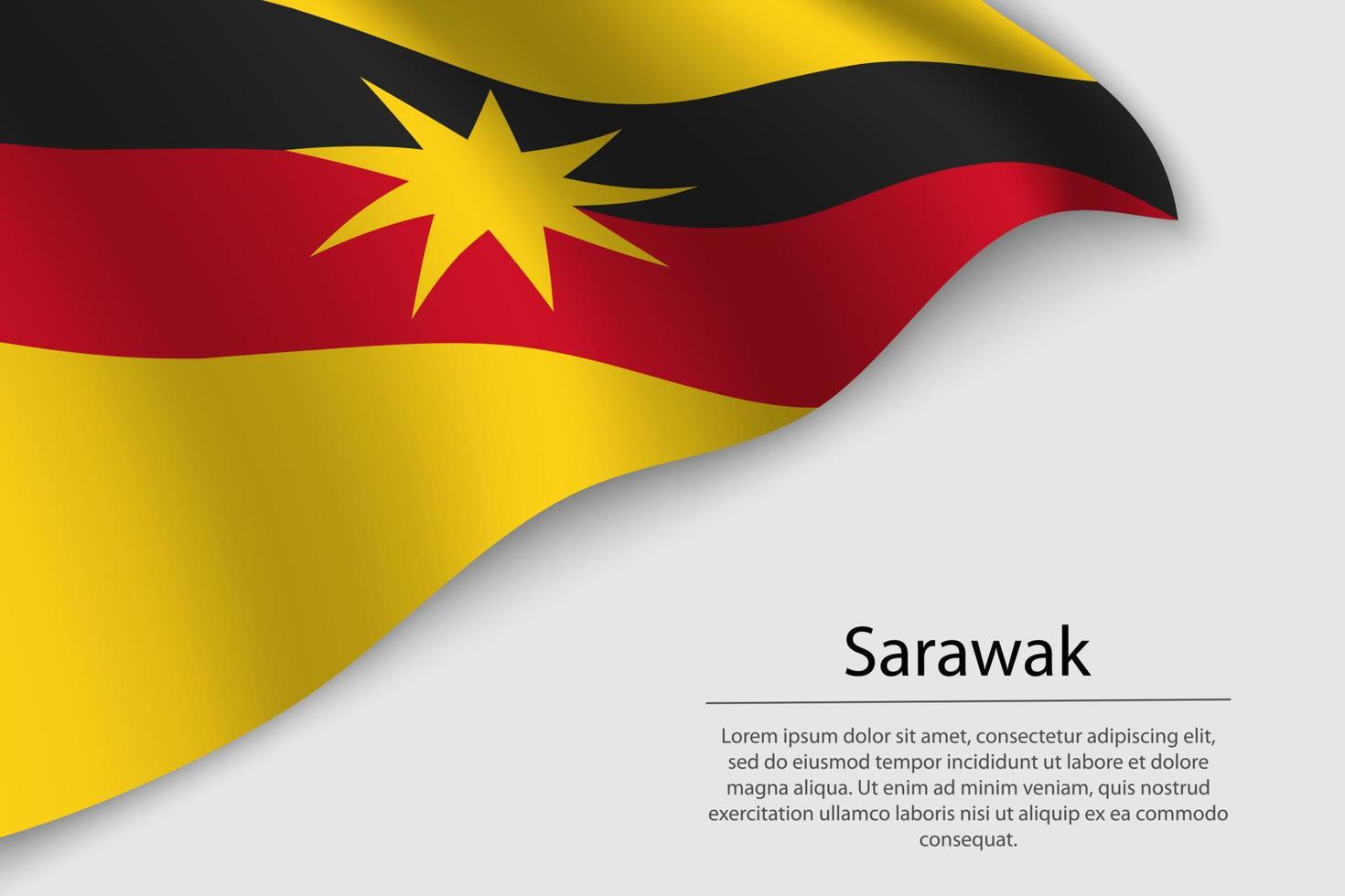 Wave flag of Sarawak is a region of Malaysia vector