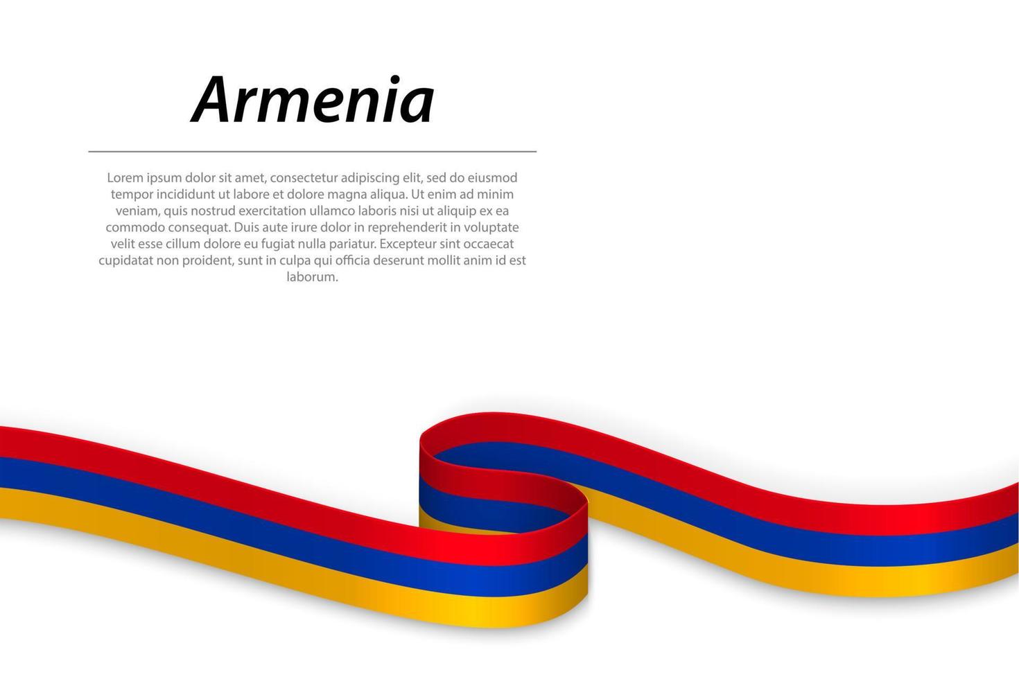 Waving ribbon or banner with flag of Armenia. Template for independence day vector
