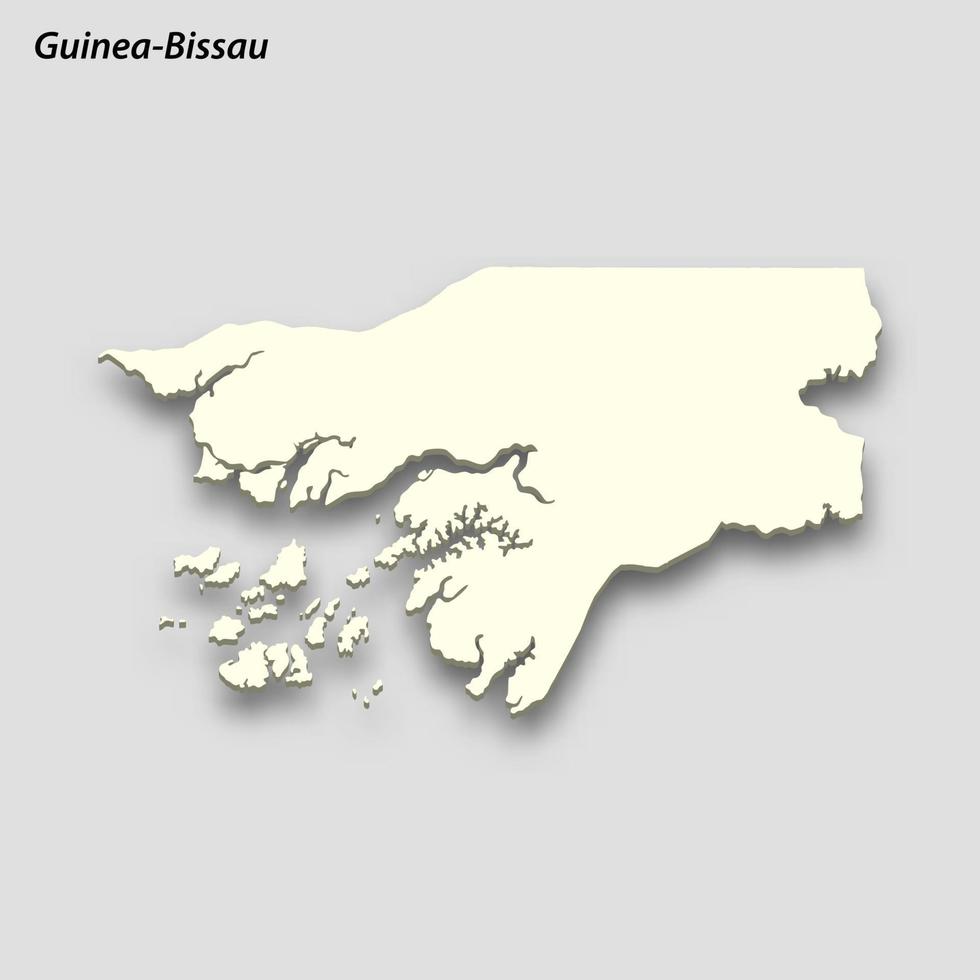 3d isométrica mapa de guinea-bissau aislado con sombra vector