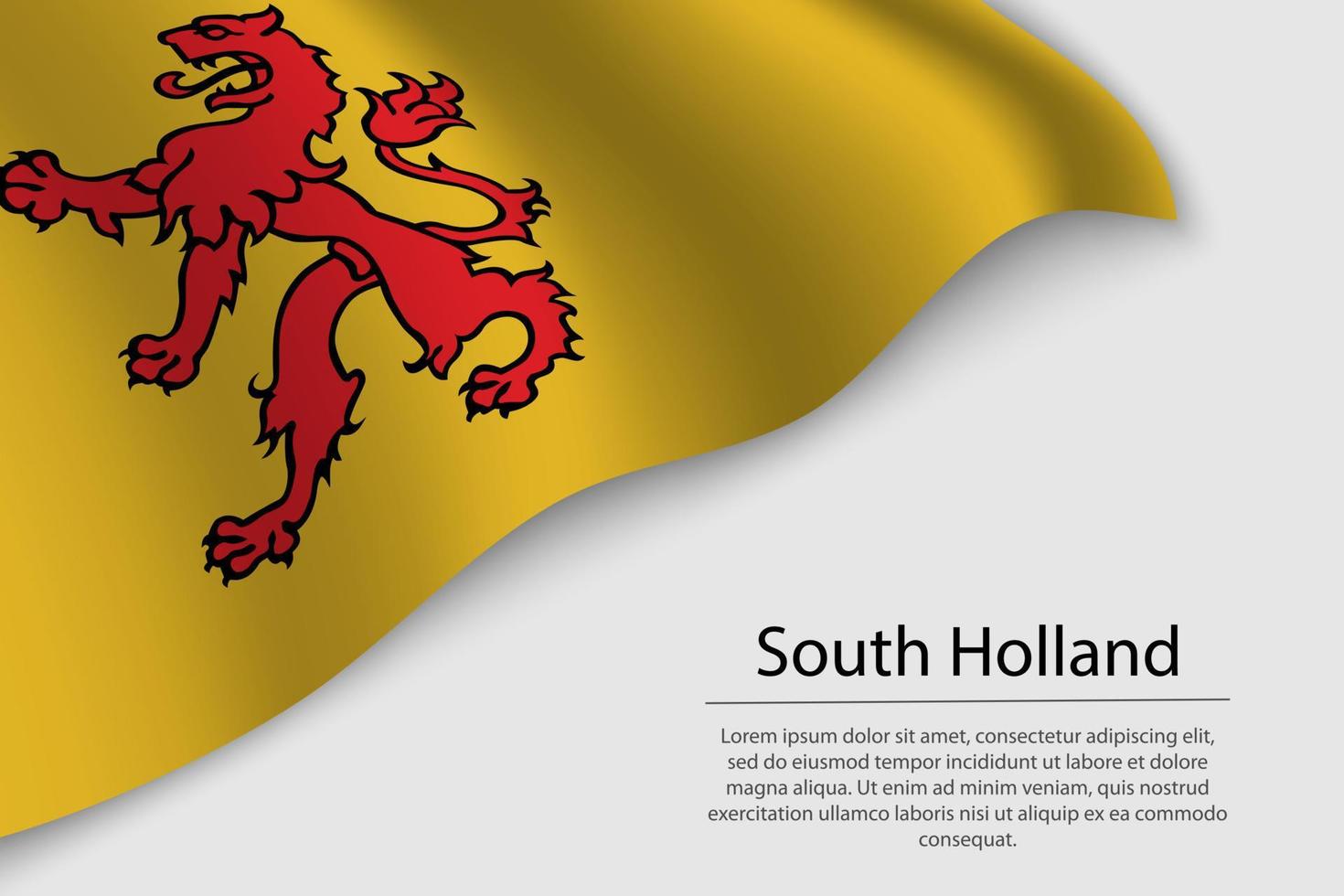 Wave flag of South Holland is a province of Netherlands. Banner vector