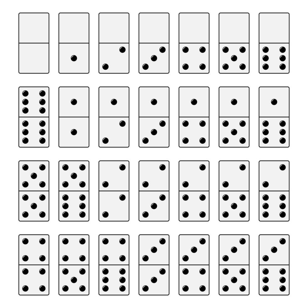 Domino stone set with with different numbers of dots isolated vector
