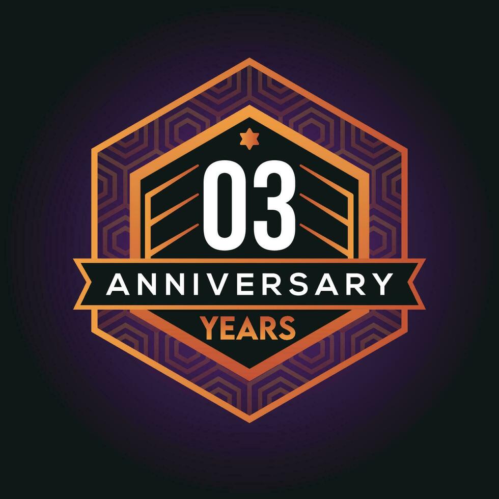 03rd year anniversary celebration abstract logo design on vantage black background vector template