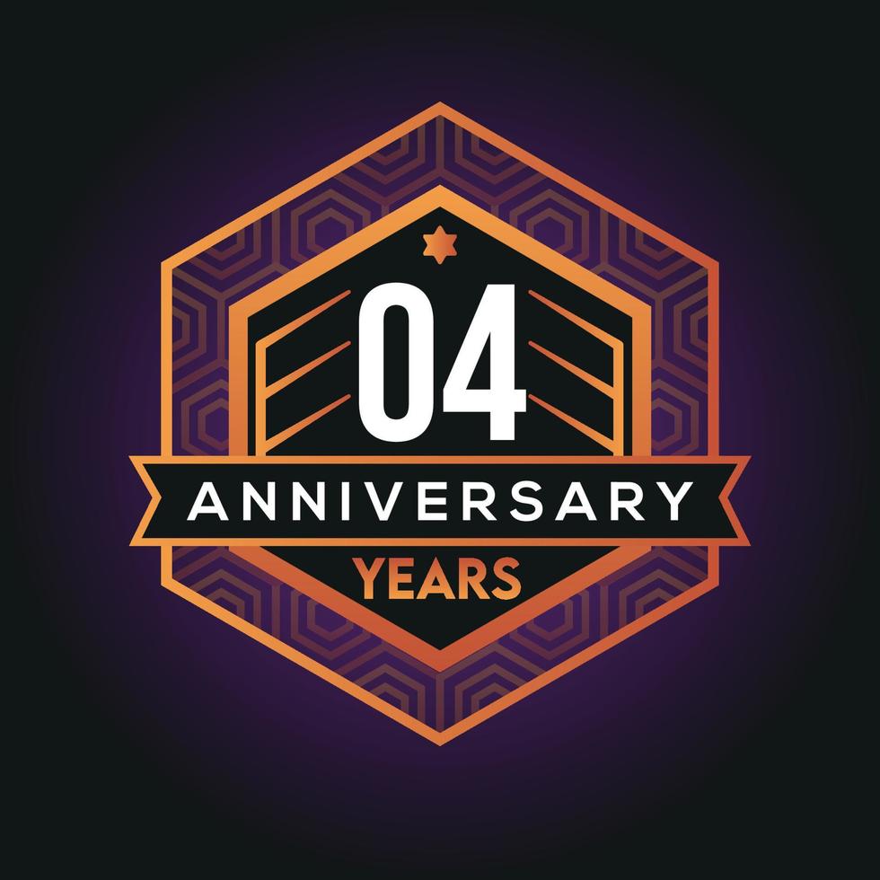 04th year anniversary celebration abstract logo design on vantage black background vector template