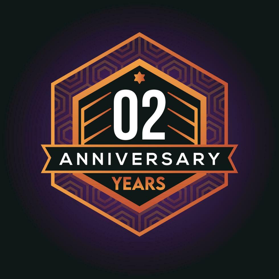 02nd  year anniversary celebration abstract logo design on vantage black background vector template