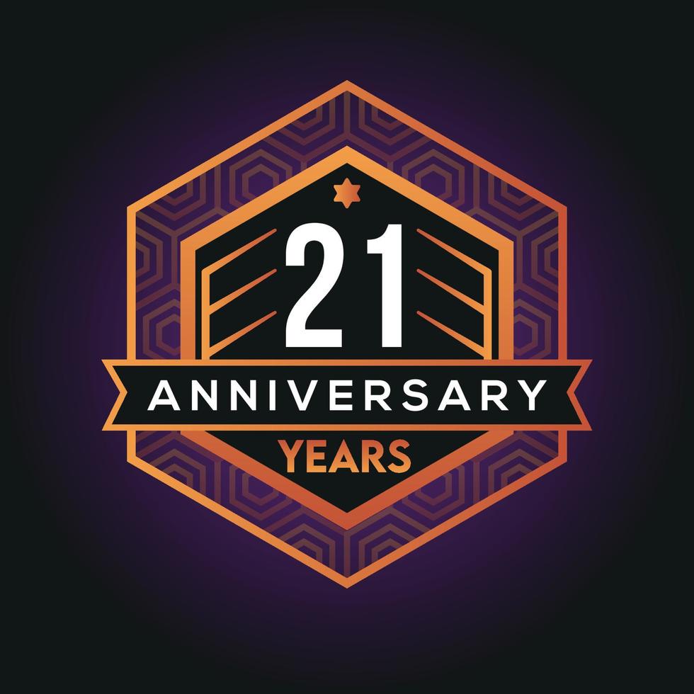 21st year anniversary celebration abstract logo design on vantage black background vector template