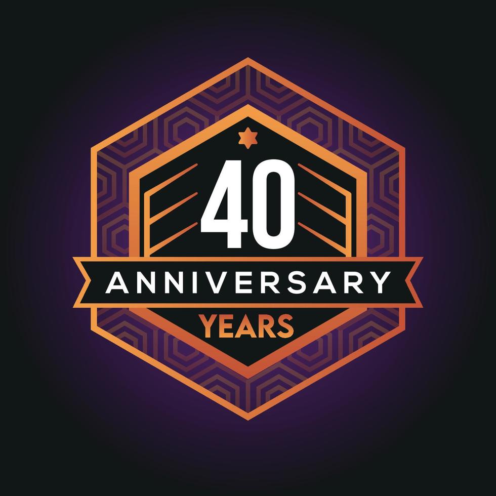 40 año aniversario celebracion resumen logo diseño en ventaja negro antecedentes vector modelo